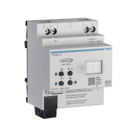 HAGER TYFS671D KNX DALI 2 GATEWAY 1 VOIE DE CONTRÔLE DALI POUR 64 APPAREILS RVB ET HSV CONTRÔLE DE COULEUR HUMAN CENTRIC LIGHTIN