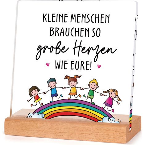 Cadeau de remerciement, cadeau d'adieu pour éducatrices, sages-femmes, jardin d'enfants, socle en bois, décoration de table en cristal acrylique (1/5)