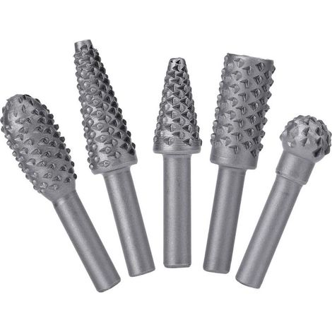Juego de cortadores rotativos, herramientas eléctricas, limado de madera, escofina de acero macizo, herramienta de tallado de madera de carburo para brocas de pulido y grabado. (1/5)