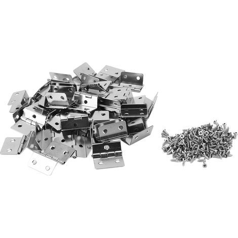 50 robuste, versilberte Eisenscharniere für Holzkisten, inklusive Reparaturzubehör und Schrauben (1/5)
