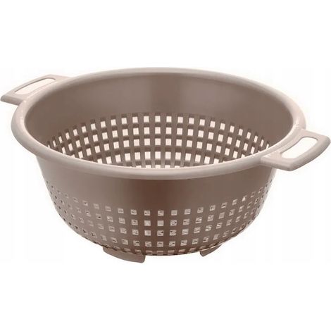 Passoire ronde en plastique avec poignées, beige, 24 cm