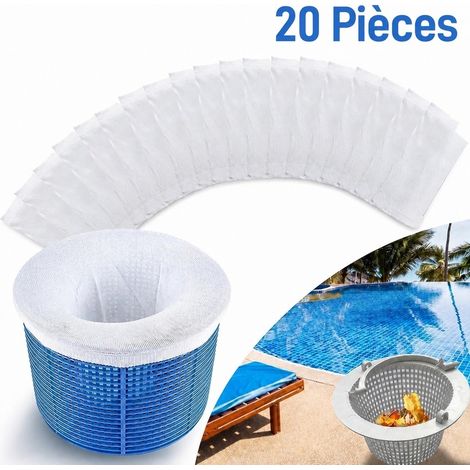 20 Pièces Filet de Skimmer Piscine 20 x 12 cm Polyester Blanc (1/5)