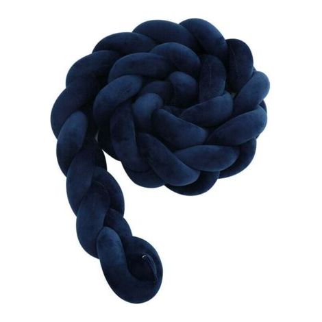 Tour de lit bébé- 3 Tissage Bébé Coussin Serpent Tressé Pare - Choc Velours Protection lit Bumper Pépinière pour Les Nouveau-Nés Lit Chambre Décor avec, bleu marine—2M