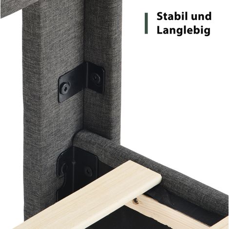 Polsterbett 140 x 200 cm aus dunkelgrauem Leinen mit Kopfteil, ohne Matratze – MEUBLIV (1/5)
