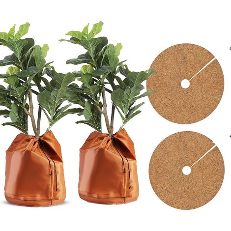 Winter Cover for Plants Coconut Mat, Reusable Winter Covers for Potted Plants, Potted Protection Covers for Plants, Zip and Drawstring - Diameter 65 x H 70 cm (1/4)