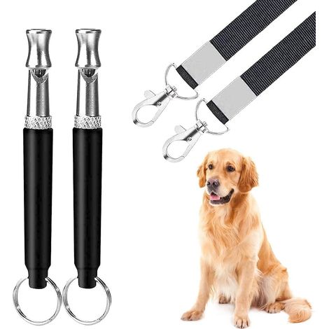 Sifflet pour chien, lot de 2 sifflets ultrasoniques pour chiens afin d'arrêter les aboiements, outil de dressage et de contrôle pour chiens.