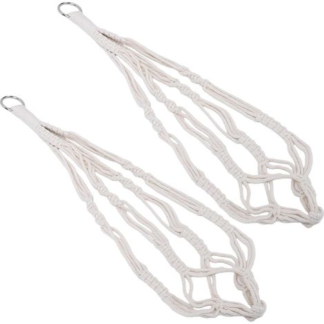 suspensions pour plantes, corde en coton, style bohème, suspension macramé avec crochets métal (1/4)