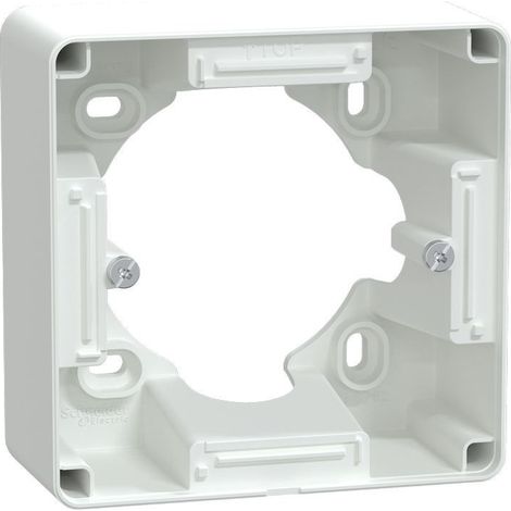 Schneider Electric – Boîte saillie 36 mm 1 poste blanche pour appareillage – Entrées prédécoupées pour câbles – Fixation par vis – Norme CE