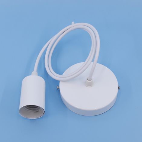 2x E27 Edison Socket Retro Pendant Light, 1 Head DIY Ceiling Light Holder, Lamp Holder for Kitchen or Bar - White (1/5)
