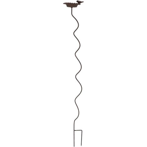 Bain d'oiseau en fonte sur tuteur en spirale - Marron - L 15,5 x P 12,5 x H 128 cm - Livraison gratuite