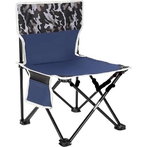 Chaise de camping robuste GARENDE avec sac de rangement, tissu Oxford, bleue (1/5)