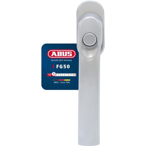 Poignée de Fenêtre FG50 - Serrure de Fenêtre avec Bouton-poussoir Verrouillable - Niveau de Sécurité 3 - 78774 - Argent (1/5)