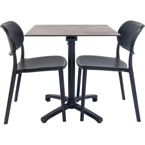 Table pliable pierre claire + 2 chaises pour terrasse
