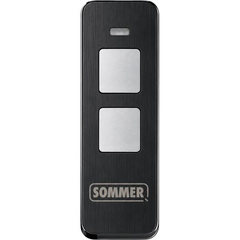 Telecommande Sommer Pearl Twin S10019-00001 - Emetteur Portail et Porte de Garage - 2 Canaux, SOMloq2 868,95 MHz / 868,8 MHz, Noir/Chrome