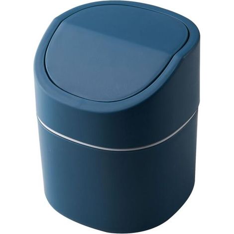 Minipapelera de oficina (tapa abatible) para limpieza y recogida de residuos papelera para vehículos (azul). (1/5)