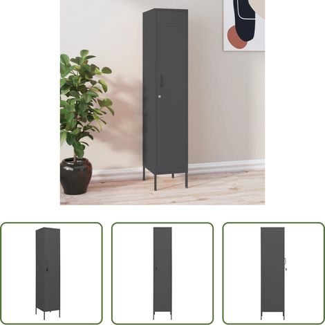 vidaXL Schrank Anthrazit - Schließfachschrank Anthrazit 35x46x180 cm Stahl (1/5)