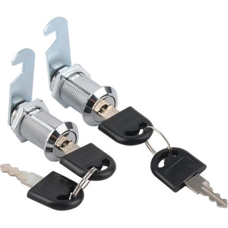 Lot de 4 cylindres de serrure en métal pour armoires, serrures à came avec clé similaire, serrure de tiroir avec 2 plaques de verrouillage différentes (30 mm) (1/5)