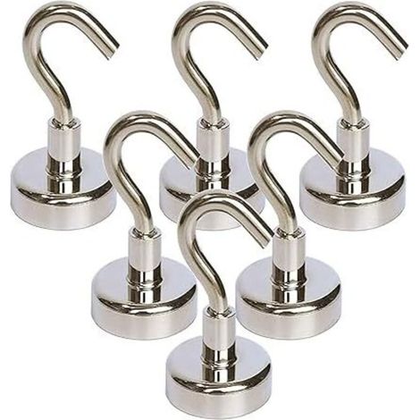 kg Magnethaken mit Super-Saugkraft, leistungsstarke Neodym-Magnete, magnetisch für Türen, Schränke, Decken, Beschläge, Industriearmaturen (6 Stück) - (1/5)