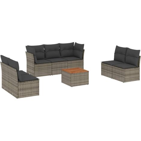 Maison Exclusive - 8-tlg. Garten-Sofagarnitur mit Kissen Grau Pol