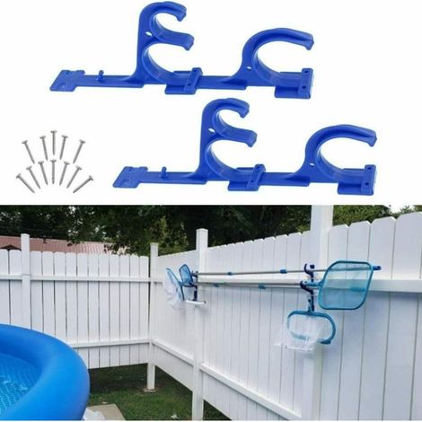 Lntyq 2 Pcs Piscine Pole Cintres Crochets Support,Crochets pour Bâtons De Piscine avec Vis - Parfait pour La Piscine, Les Bâtons Télescopiques, Les Skimmers, Les Brosses Et Le Tuyau D'aspiration,etc