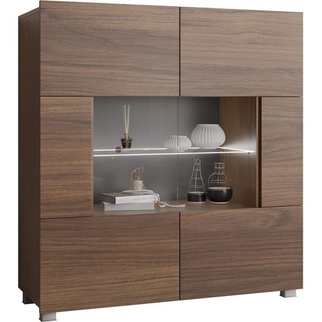 Buffet Remus, Noyer, 107x100cm, Le nombre de portes: 235cm, Verre trempé, Stratifié, LED: Disponible (1/5)