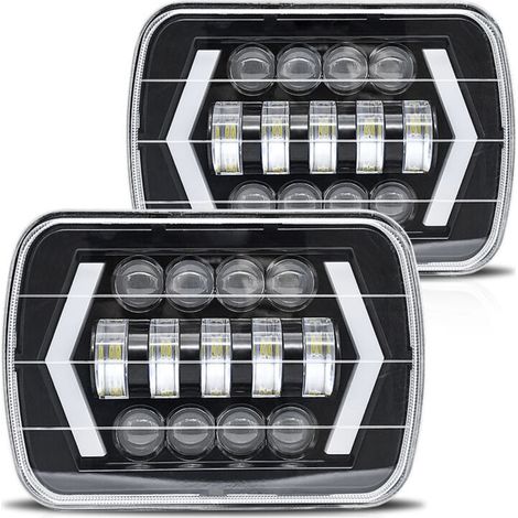 Jeffergarden 2Pcs 7inch LED Headlight Square Headlamp with High/Low Beam Arrow Angel Eyes DRL Turn Signal Light Replacement for Jeep Wrangler YJ Cherokee XJ Comanche MJ Chevrolet GMC (1/5)