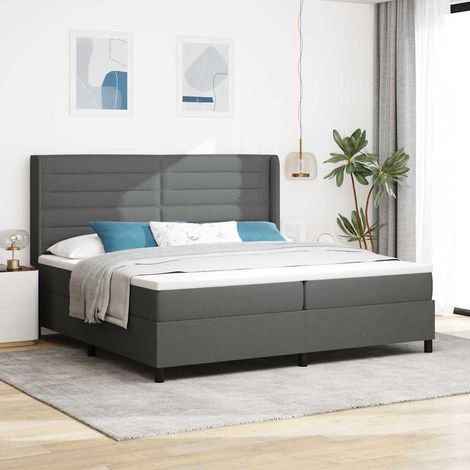 LED Boxspringbett mit Matratze Dunkelgrau 200 x 200 cm Stoff (1/5)