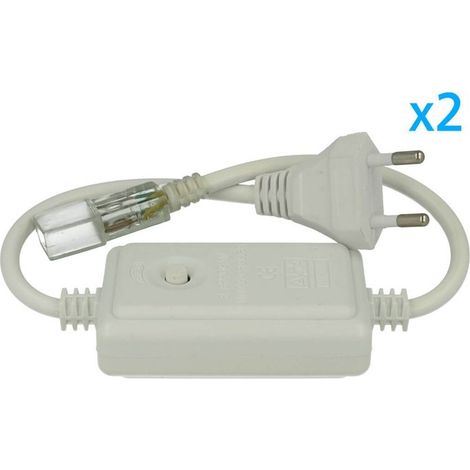 2 PZ Spine Alimentatore Trasformatore 2 Pin RGB Passo 6mm con Interruttore On Off e Controller 8 Programmi per Striscia LED 220V