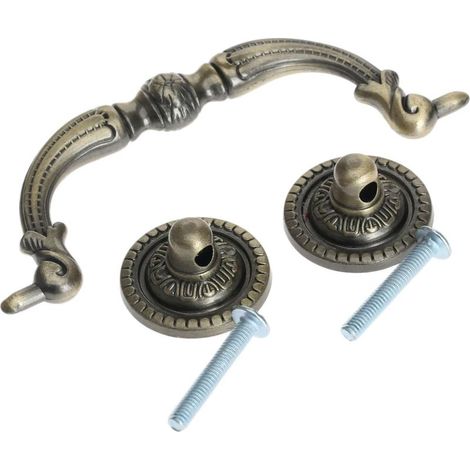 Lot de 2 Poignées de Commode de Traction Vintage Bronze, Entraxe 96mm Boutons de Meuble Antique avec Vis pour Commodes Tiroirs Placards Armoires (1/5)