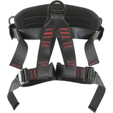 Harnais de sécurité demi-corps avec support pour les tibias, idéal pour l'escalade en montagne, l'arboriculture et la descente en rappel (noir). (1/4)