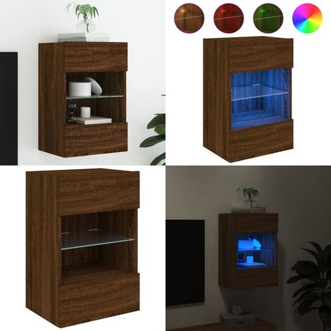 Meuble TV mural avec lumières LED chêne marron 40x30x60,5 cm - Meuble Tv Mural - Armoire Tv Suspendue - Éclairage Led Rgb - Rangement Tv - Design Moderne - Home & Living (1/5)