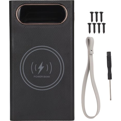 DIY-Powerbank-Set mit 12 x 18650-Akkus – 22,5 W kabelgebundenes und 15 W kabelloses Schnellladen – Schwarz (1/5)
