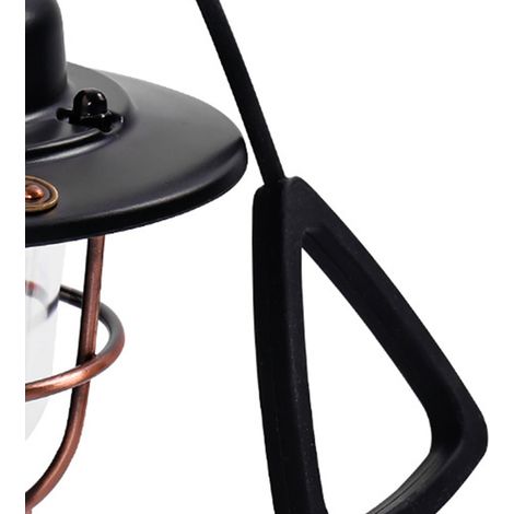 Lampe de camping LED rechargeable, style rétro, portable, pour tente, pique-nique en extérieur, lumière d'ambiance noire (1/5)