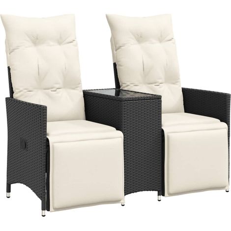 Maison Exclusive - Gartensofa 2-Sitzer Verstellbar mit Tisch Schw