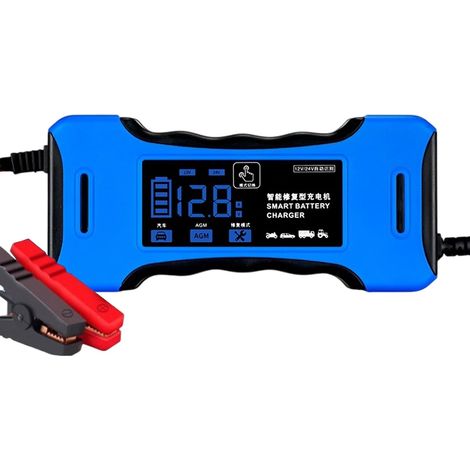 Chargeur de Batterie de Voiture, Smart 12 V 24 V, avec écran LCD, Accessoires de Voiture, Chargeur Intelligent, Protection de Charge Intelligente, désulfuriseur pour Moto (1/5)