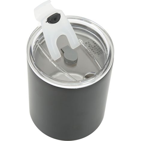 320 ml (12 oz) tragbarer, isolierter Edelstahlbecher mit Deckel und Strohhalm, Schwarz (1/4)