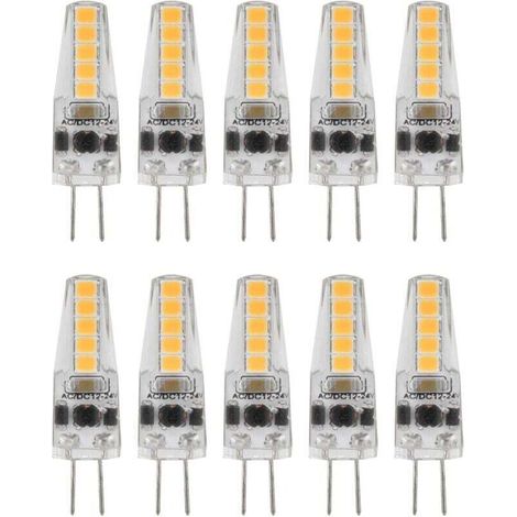G4 2W 3000K Dimmable LED Bulbs – Pack of 10, 12–24V AC Compatible, Warm Light for Chandeliers, Ceiling Lights and Table Lamps