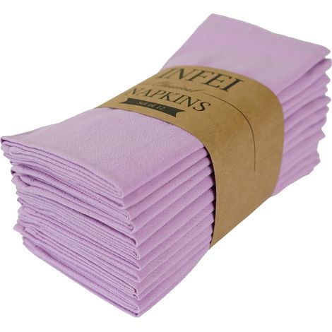 Serviettes de Table en Tissu de Couleur Unie, Lot de 12 (16,9 x 16,9 Pouces), Serviette de Table de Cuisine en Coton réutilisable, pour Les fêtes, l’hôtel et la Maison (Lilas pâle) (1/5)