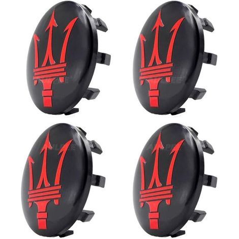 Enjoliveurs Enjoliveurs avec logo central 60 mm Matériau ABS Compatible avec les accessoires Mesertatti (Maser noir rouge) (1/5)