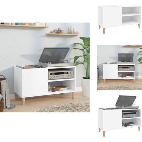 Plattenschrank Weiß 84,5x38x48 cm Holzwerkstoff - Plattenregal - Vinyl Regal - Schallplattenaufbewahrung - Hifi Möbel - Wohnzimmerschrank (1/5)