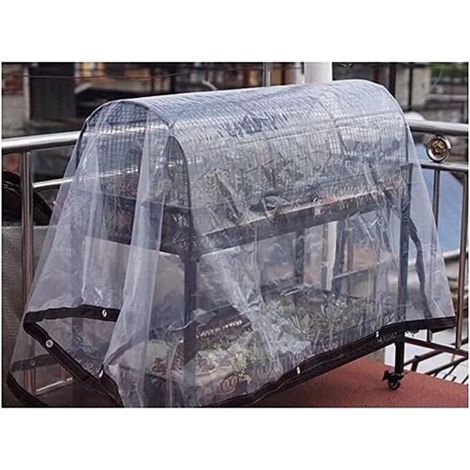 1 telo trasparente con occhielli - Telo trasparente impermeabile per patio esterno, serra in plastica o tenda - 2x1 m (1/4)