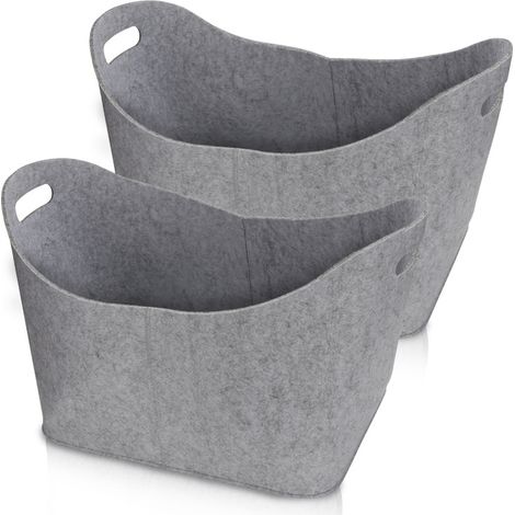 SWANEW Sacchetti in feltro per legna da ardere, confezione da 2, 44 x 31 x 34 cm, sacchetto per legna da ardere grigio, cestino in feltro pieghevole, cestino per legna da ardere, borsa per la spesa (1/5)