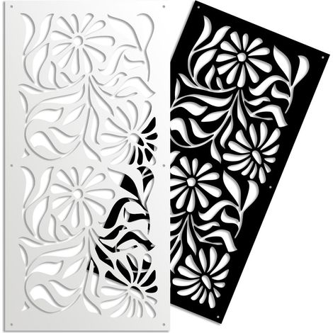 PLANTS - Panneau ajouré en PVC - Brise-soleil - Couleur : noir - Dimension : 50x150 cm