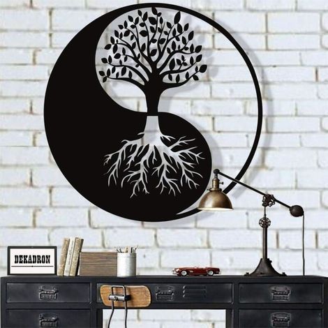 Décoration Murale Métal - Arbre de Vie - Yin Yang Décoration Murale Métal 2828 cm noir (1/5)