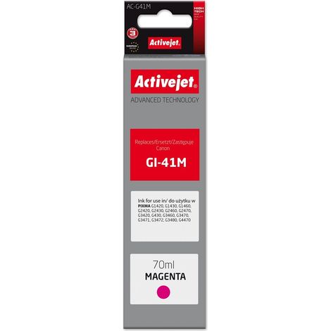 Bouteille d'encre Activejet AC-G41M pour imprimantes Canon, compatible avec Canon GI-41M 4544C001  qualité supérieure  70 ml  violet