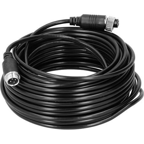 Câble d'extension vidéo en PVC portable et sans interférences pour caméras de surveillance de voiture, camion et bus (5 m / 16,4 pi) avec connecteur 4 broches (1/5)