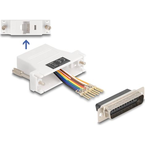 Delock D-Sub macho de 25 pines a RJ45 hembra, kit de montaje blanco