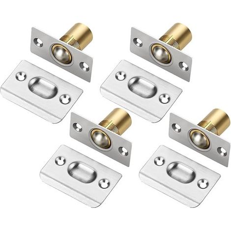 Set di 4 serrature per porte interne color argento, catenacci con viti, serrature di sicurezza, serrature magnetiche per bagno, cucina e garage. (1/5)