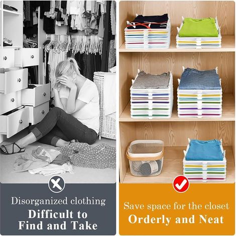 Plaque de pliage de vêtements grand format blanche Outil de rangement pour chemises et pulls, gain de temps Organisateur de placard pratique pour plier les habits facilement (1/5)