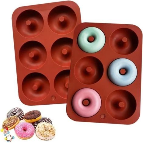 Moule à Beignets - Silicone - 6 Cavités - Antiadhésif - Résistant à la Température - Rouge Brique (1/4)